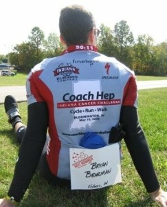 At the finish line of the Hilly Hundred.  Watching the other riders come in!